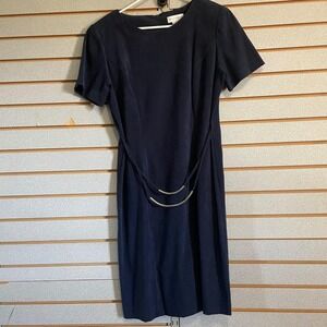 Worthington Navy Blue Dress Short Sleeve Sheath Work Career Interview